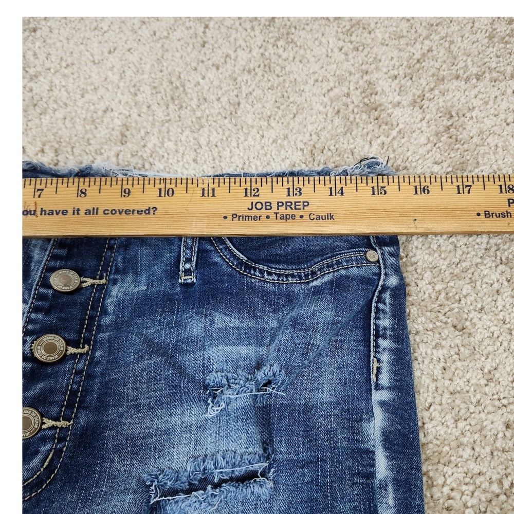 Elite Jeans Curvy High Rise‎ Distressed Skinny Jeans Button Fly Blue 13/14 - Picture 3 of 10